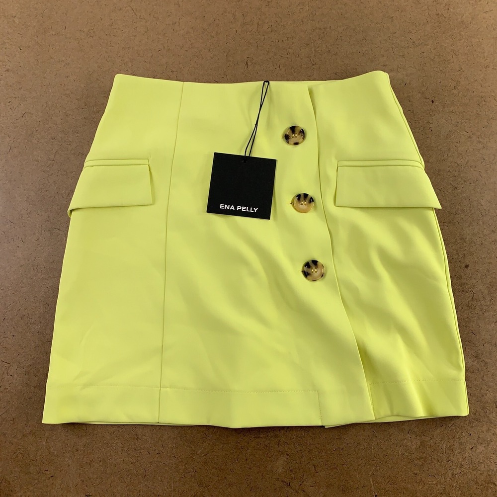 Ena Pelly Women's US Size 4 Yellow Splice Shannon Tailored Mini Skirt NWT *Flaw